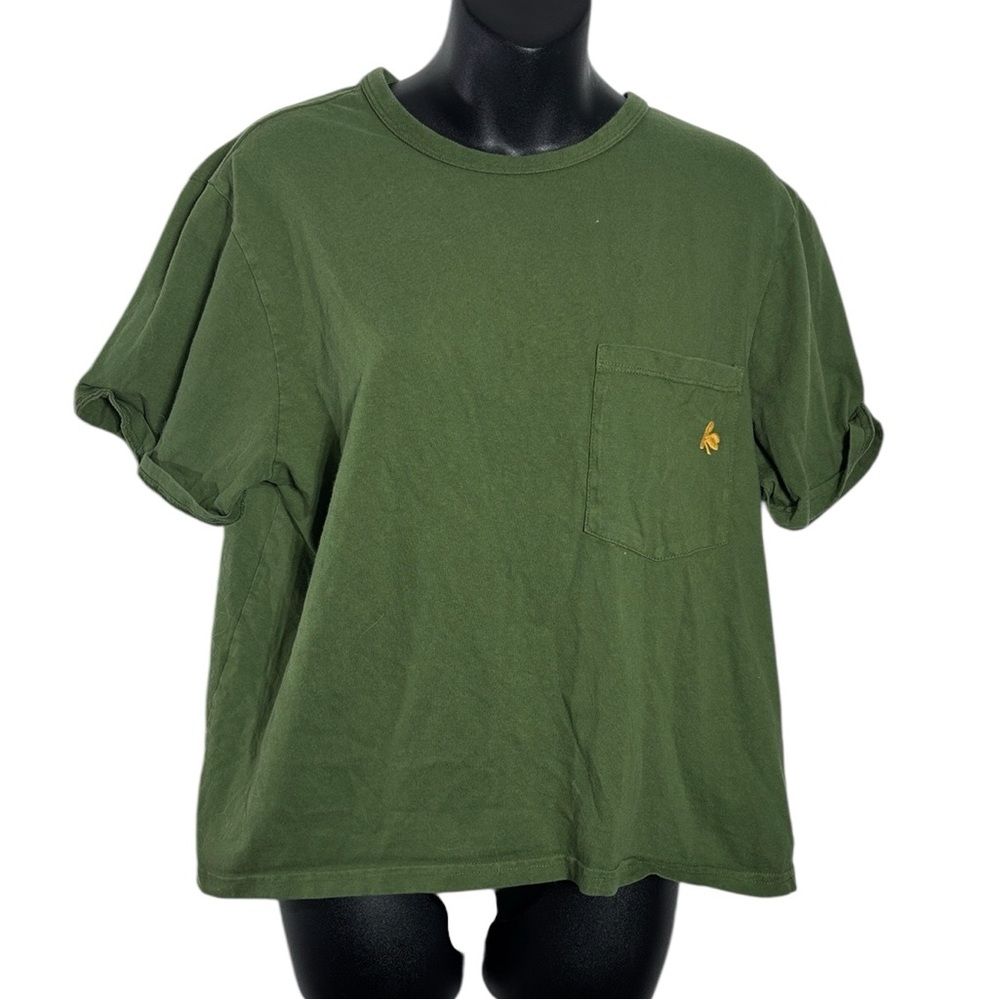 American giant women’s medium boxy crop pocket tee clover Irish st Patrick’s